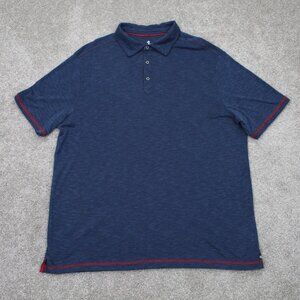 Nat‎ Nast Polo Shirt Mens XL Blue w/ Red Trim Polyester/Cotton Short Sleeve